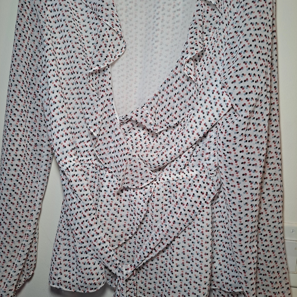 Cream Wrap Ruffled Blouse - Picture 1 of 3